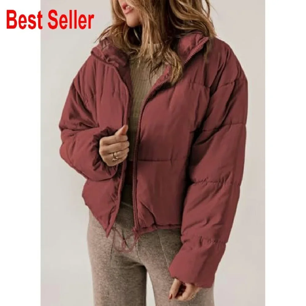 Quilted Puffer Jacket Oversized Boyfriend Style Lightweight Winter Coat Chic